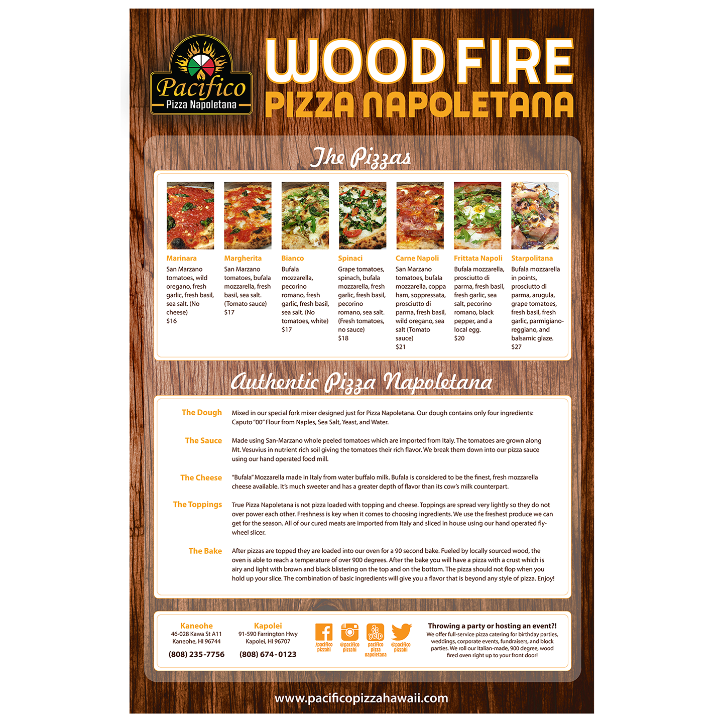 wood fire menu A-frame